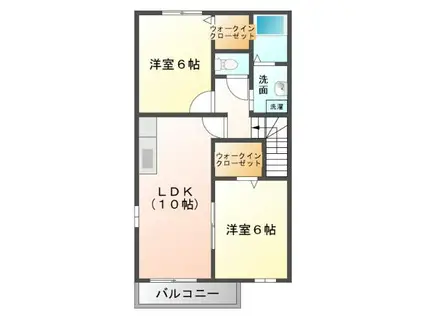 プリムローズ弐番館(2LDK/2階)の間取り写真