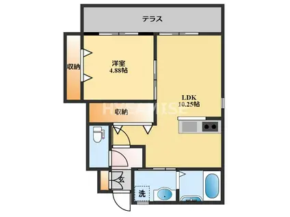BROWN CHESS(1LDK/1階)の間取り写真