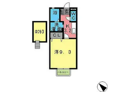 ガルモニア(1K/2階)の間取り写真