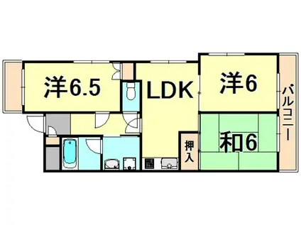 イオ甲子園Ⅰ番館(3LDK/3階)の間取り写真