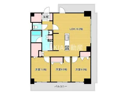 グランセジュール大国町(3LDK/2階)の間取り写真