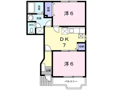 パルテールI(2DK/1階)の間取り写真