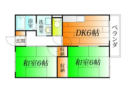 エガハイツ(2DK/2階)の間取り写真