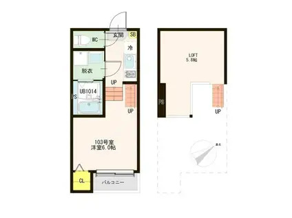 ハーモニーテラス葉山町(1K/1階)の間取り写真