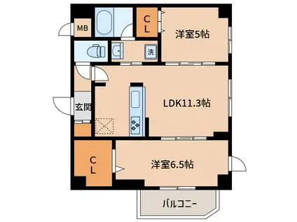 ダイワシティー新大阪(2LDK/4階)の間取り写真