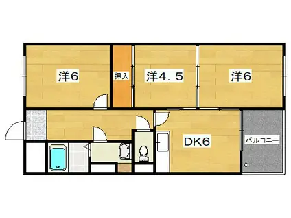 MAYUMIハイツアザレア(3DK/2階)の間取り写真