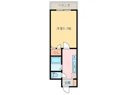 エスポワール古川(1K/4階)の間取り写真