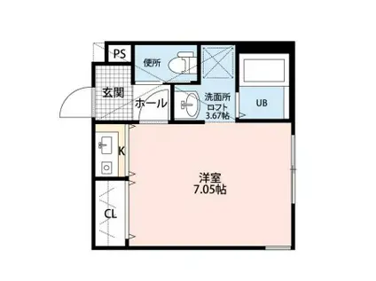 MAPLE イースト & ウエスト(ワンルーム/2階)の間取り写真