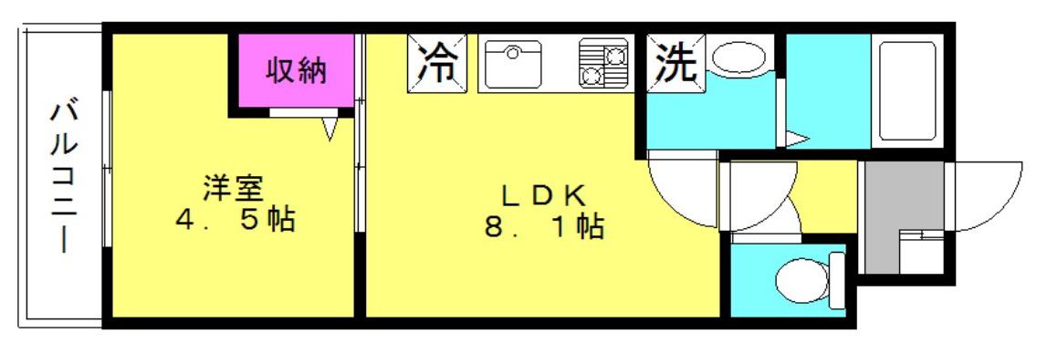 アーバンコート加古川(1LDK/1階)の間取り写真