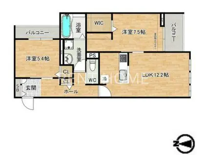 レジデンス東中浜(2LDK/2階)の間取り写真