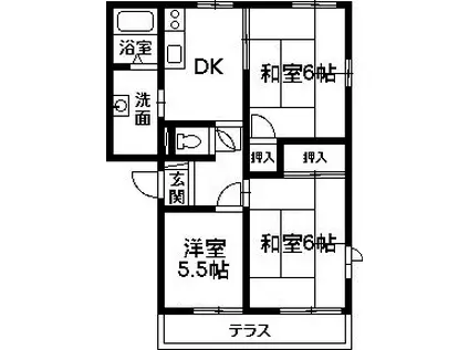 シルクハイツ天川(3DK/1階)の間取り写真