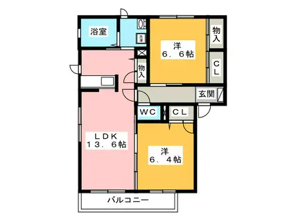 フォーリーブス A棟(2LDK/1階)の間取り写真