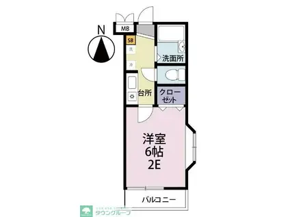 プランタン柏(1K/1階)の間取り写真