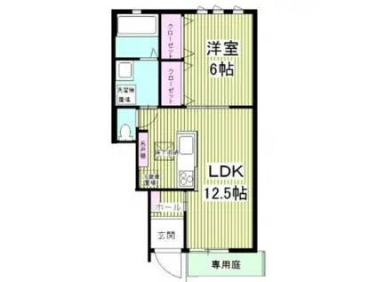 TERRACE RISTORO(1LDK/1階)の間取り写真