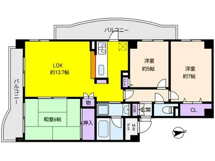 メゾン松風(3LDK/1階)の間取り写真