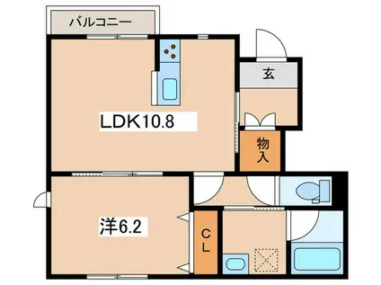 小田急小田原線 小田急相模原駅 徒歩13分 2階建 築1年(1LDK/1階)の間取り写真