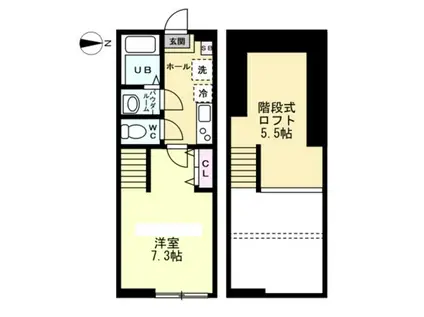 フェリース横濱白楽(1K/1階)の間取り写真