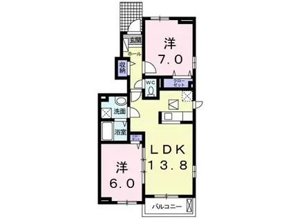 ウィステリアガーデンH(2LDK/1階)の間取り写真