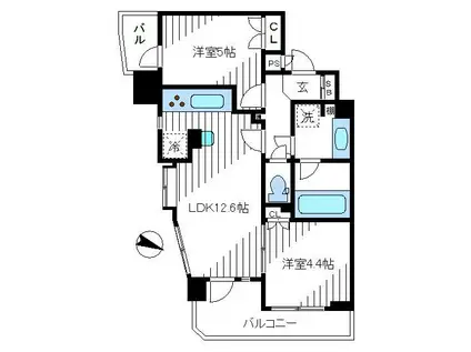 スタンビューレ中野坂上(2LDK/10階)の間取り写真