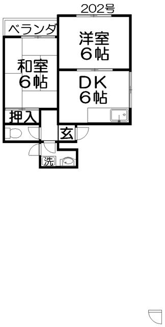 エンゼルハイムOHTSU(2DK/2階)の間取り写真