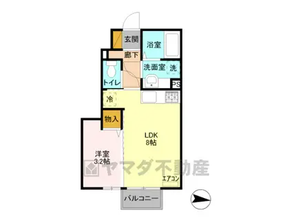 ヴィクトワールⅡ B(1LDK/1階)の間取り写真