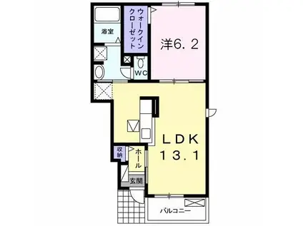 マーヴェラス D(1LDK/1階)の間取り写真