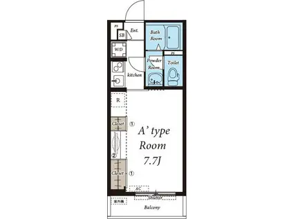 リブリ・三鷹(1K/1階)の間取り写真