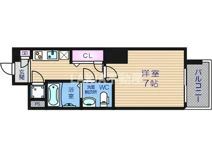 アドバンス上町台ラシュレ(1K/11階)の間取り写真