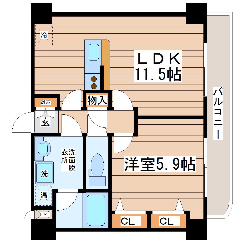 エクセレントパーク北山(1LDK/6階)の間取り写真