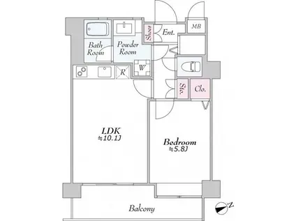 DAIWA芝浦ビル(1LDK/12階)の間取り写真