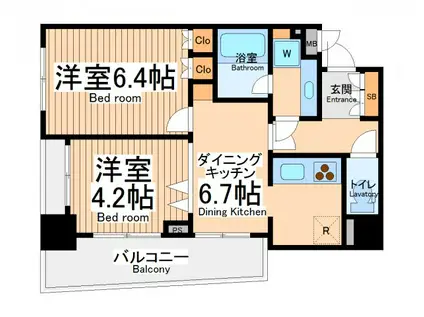 ドメスセレーナ鶴見(2DK/5階)の間取り写真