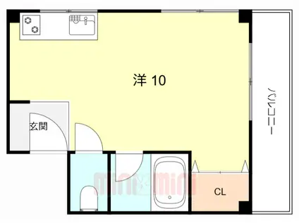國田ハイツII(ワンルーム/2階)の間取り写真