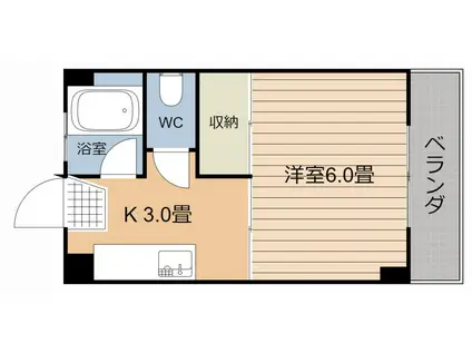 サンモール荒田(1K/2階)の間取り写真