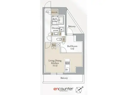 クロスレジデンス高田馬場(1LDK/3階)の間取り写真