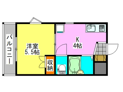 ハイネス津田沼(1K/3階)の間取り写真