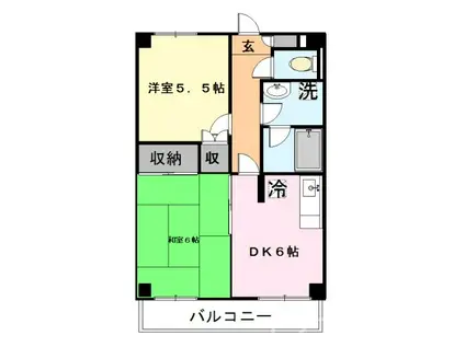 シャトー・レ・セルズィエール(2DK/6階)の間取り写真