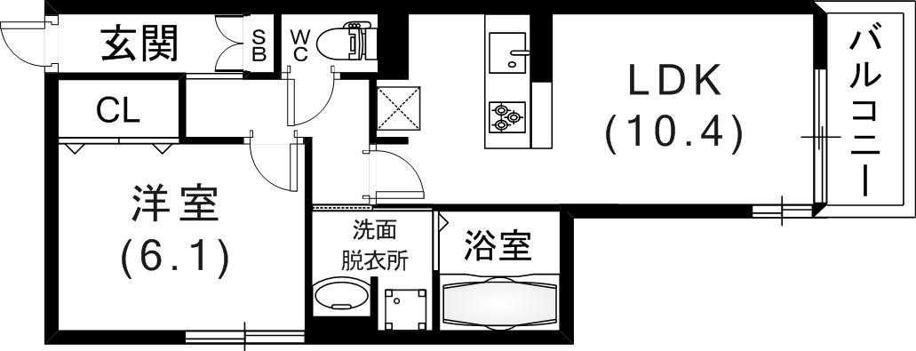NOBLE TERRACE中山手(1LDK/2階)の間取り写真
