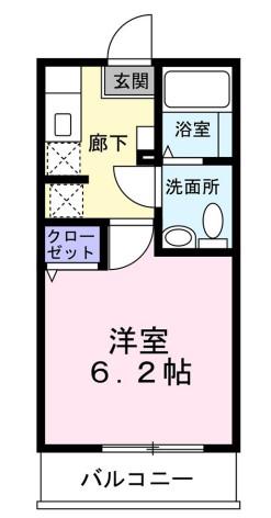 ハウズライフ厚木二番館(1K/1階)の間取り写真