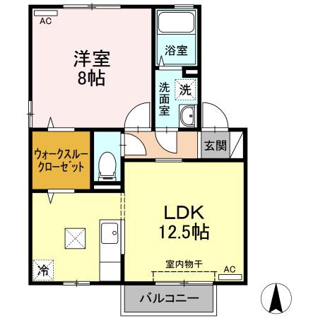 STREAM VILLAGE C棟(1LDK/2階)の間取り写真