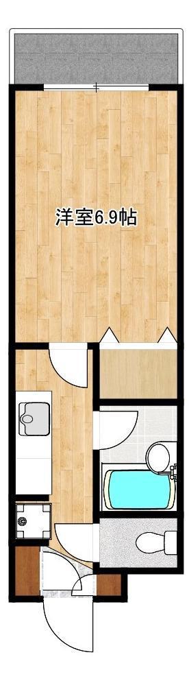 コート新屋敷(1K/2階)の間取り写真