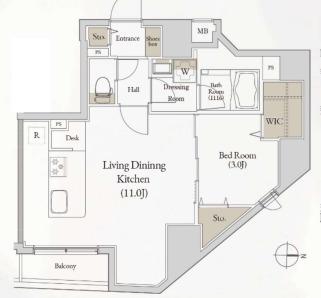 LOG入谷/ログ入谷(1LDK/6階)の間取り写真