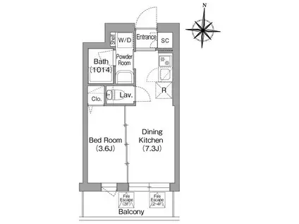 コンフォリア・リヴ両国イースト(1DK/2階)の間取り写真