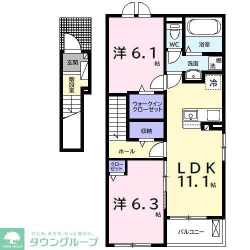ウルルI(2LDK/2階)の間取り写真