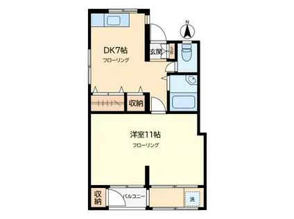 南リンカンビル(1DK/3階)の間取り写真