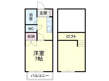 ビバリーハウス早出 B棟(1SK/2階)の間取り写真