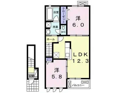 アイランドヒルズ・トレゾールI(2LDK/2階)の間取り写真