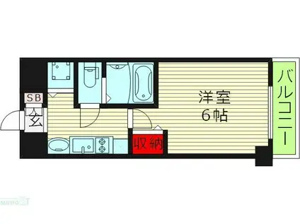 プレサンス大阪城公園パークプレイス(1K/10階)の間取り写真