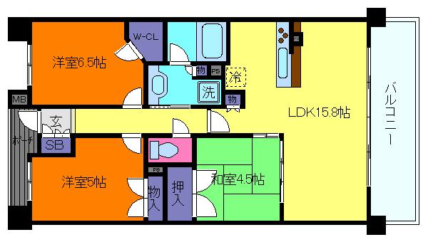 ザ・パークハウス六甲篠原(3LDK/5階)の間取り写真