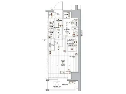プレミアムキューブ品川戸越MO(1K/4階)の間取り写真