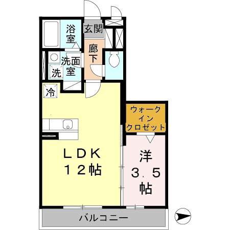 グランシャリオ鳳(1LDK/3階)の間取り写真